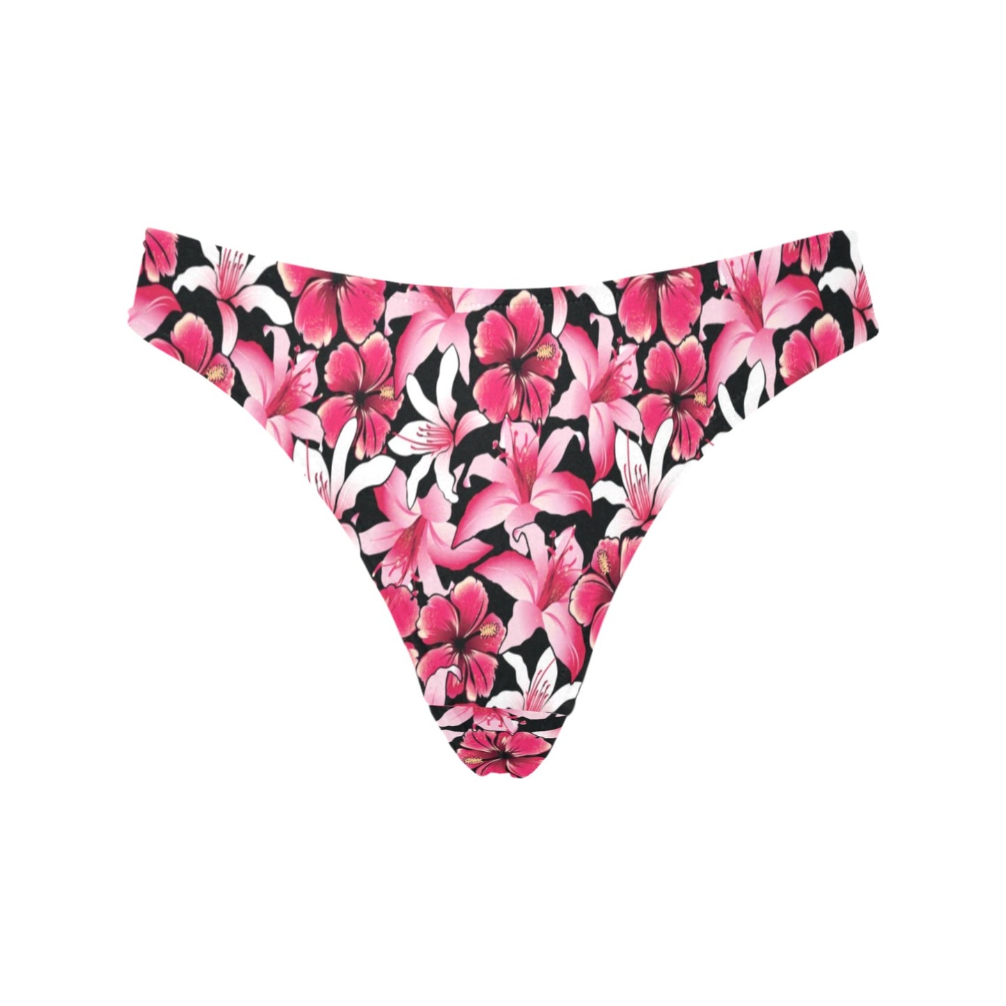 Flower Hawaiian Pink Red Hibiscus Print Women's Thongs