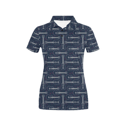 Ukulele Print Design LKS401 Women's Polo Shirt