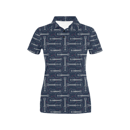 Ukulele Print Design LKS401 Women's Polo Shirt