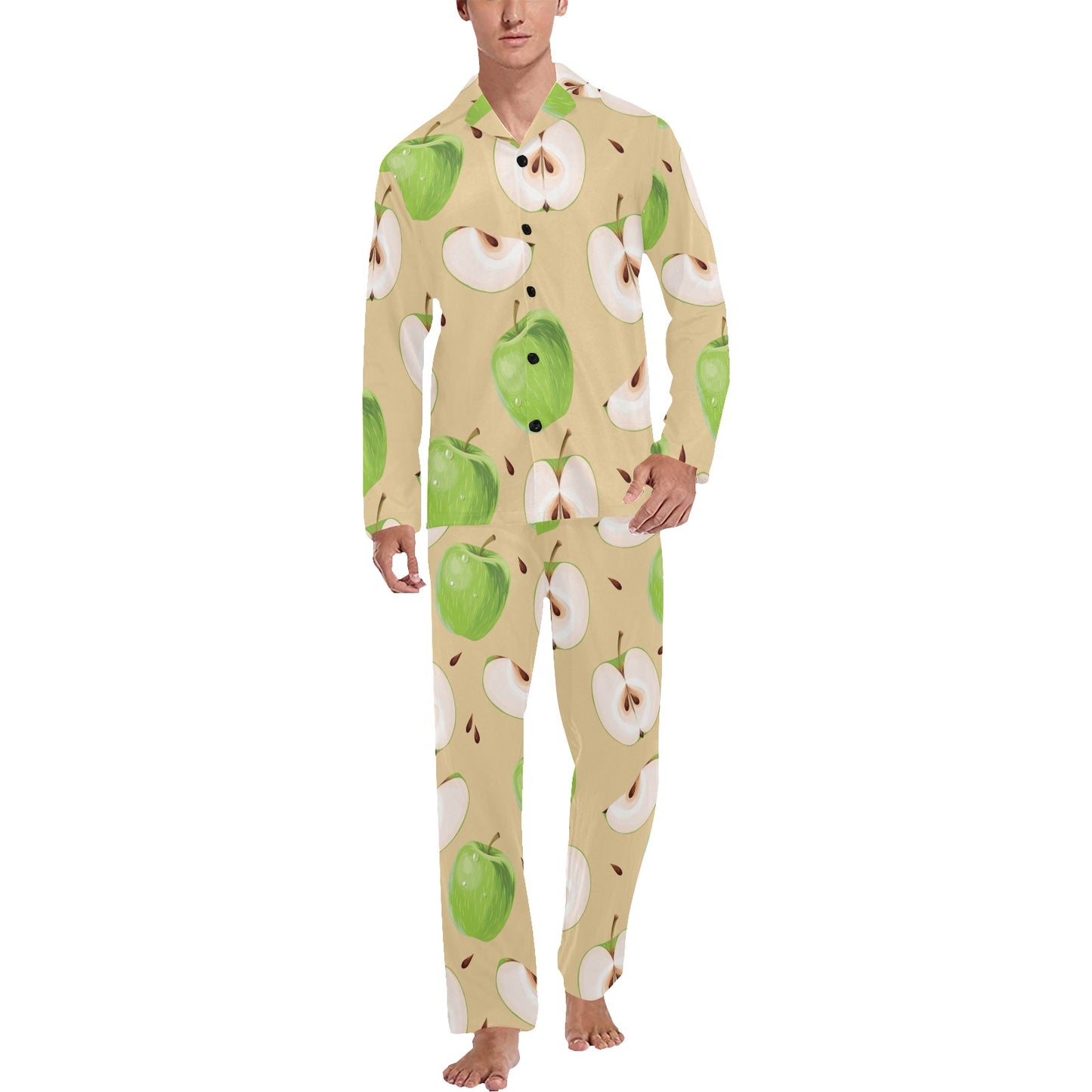 Apple Pattern Print Design AP07 Men's Long Pajama Set