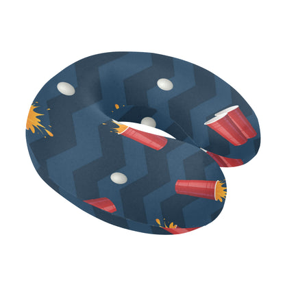 Beer Pong Pattern Print Design 01 U-Shaped Travel Neck Pillow