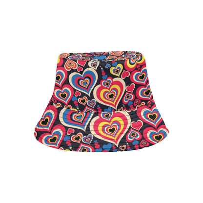 Heart Pattern Print Design HE08 Unisex Bucket Hat