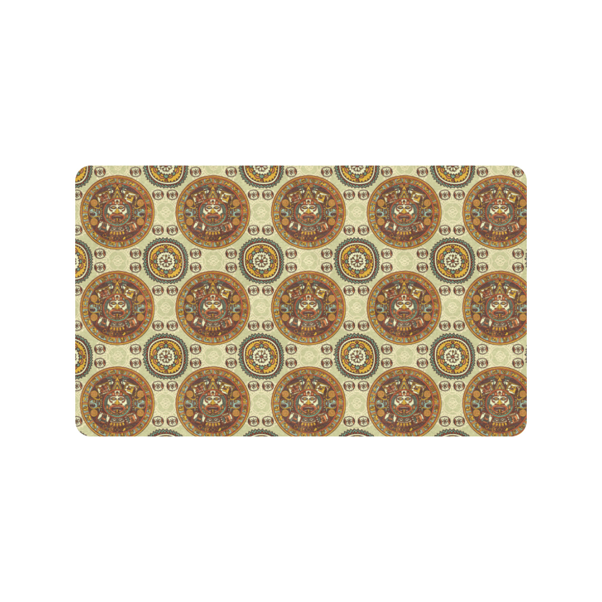 Calendar Aztec Themed Print Pattern Rubber Doormat