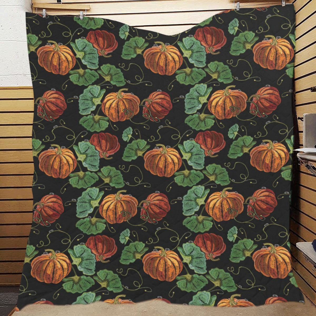 Pumpkin Pattern Print Design A02 Premium Quilt