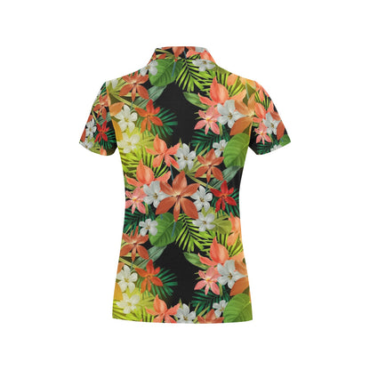 Amaryllis Pattern Print Design AL07 Women's Polo Shirt