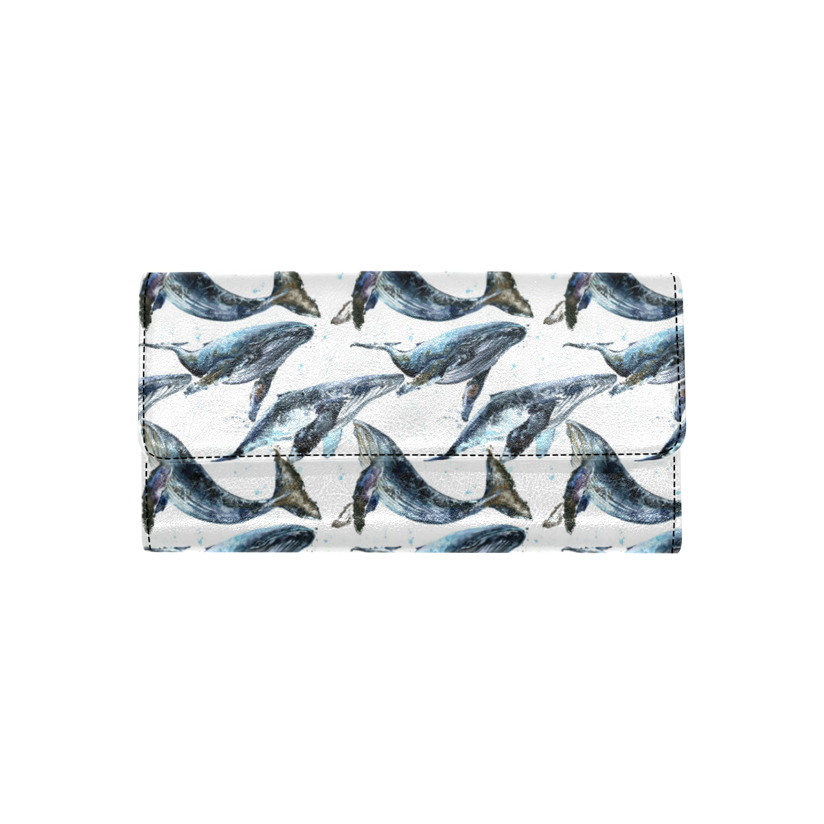 Blue Whale Pattern Print Design 03 Women's Trifold Wallet