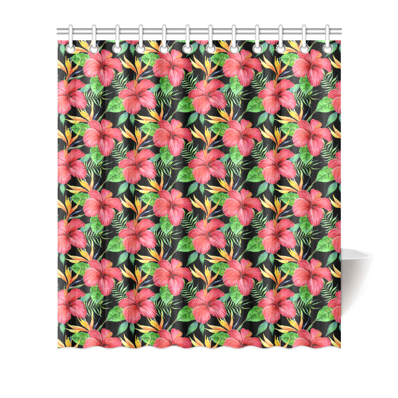 Red Hibiscus Pattern Print Design HB07 Shower Curtain