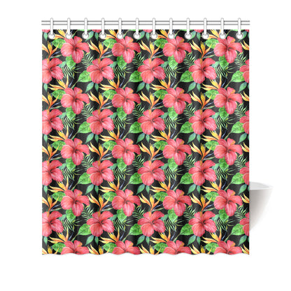 Red Hibiscus Pattern Print Design HB07 Shower Curtain