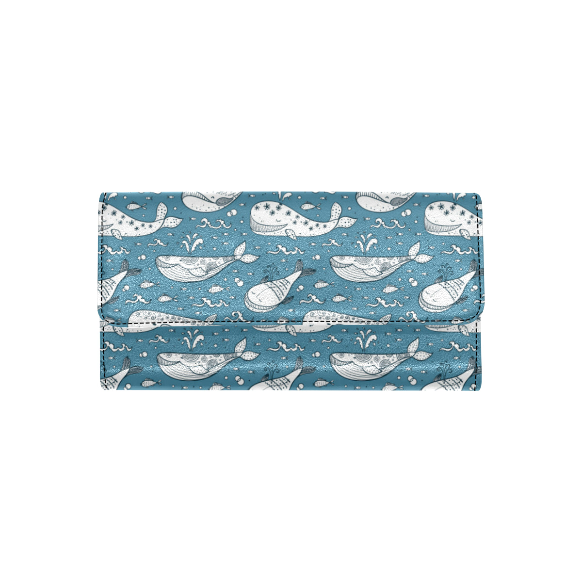 Humpback Whale Pattern Print Design 03 Women's Trifold Wallet