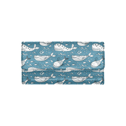 Humpback Whale Pattern Print Design 03 Women's Trifold Wallet