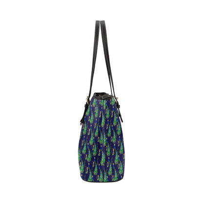 Peacock Art Design Print Leather Tote Bag