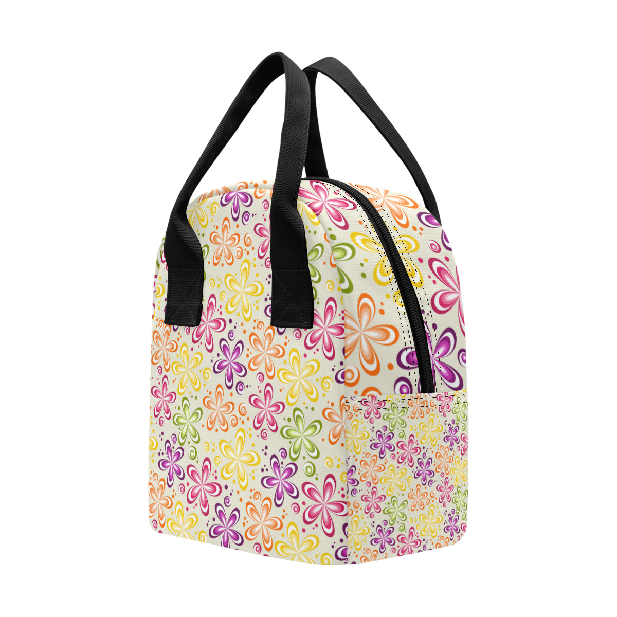Flower Power Colorful Design Print Insulated Lunch Bag