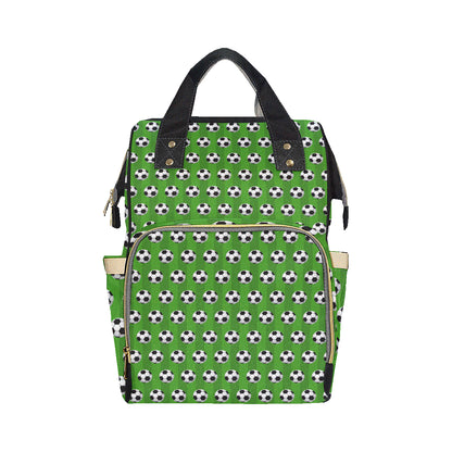 Soccer Ball Green Backgrpund Print Diaper Bag Backpack