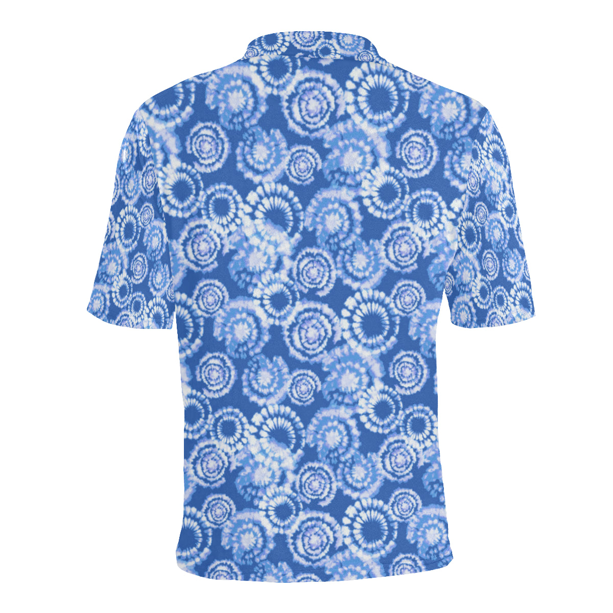 Tie Dye Blue Design Print Men Polo Shirt