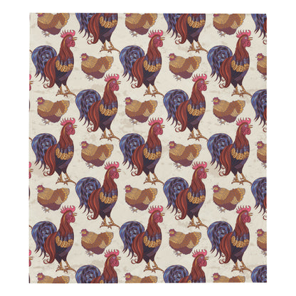 Rooster Pattern Print Design A03 Premium Quilt