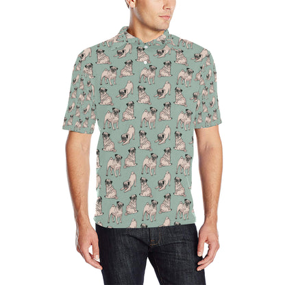 Pug Pattern Print Design A01 Men Polo Shirt