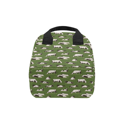 Cow on Grass Print Pattern Insulated Lunch Bag