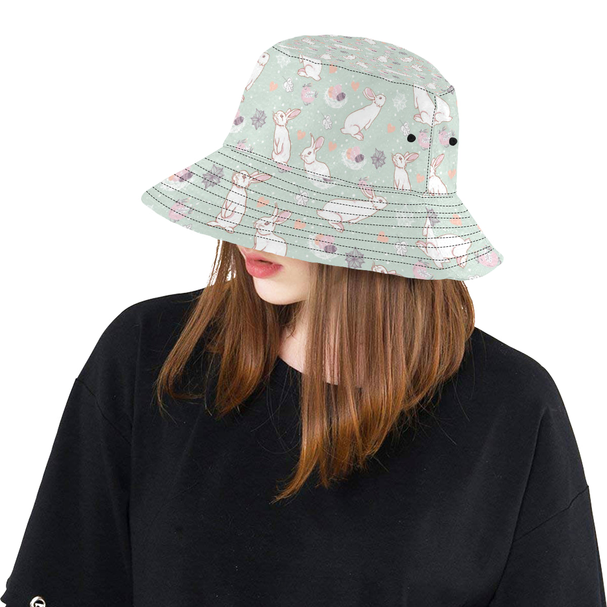 Rabbit Pattern Print Design RB011 Unisex Bucket Hat