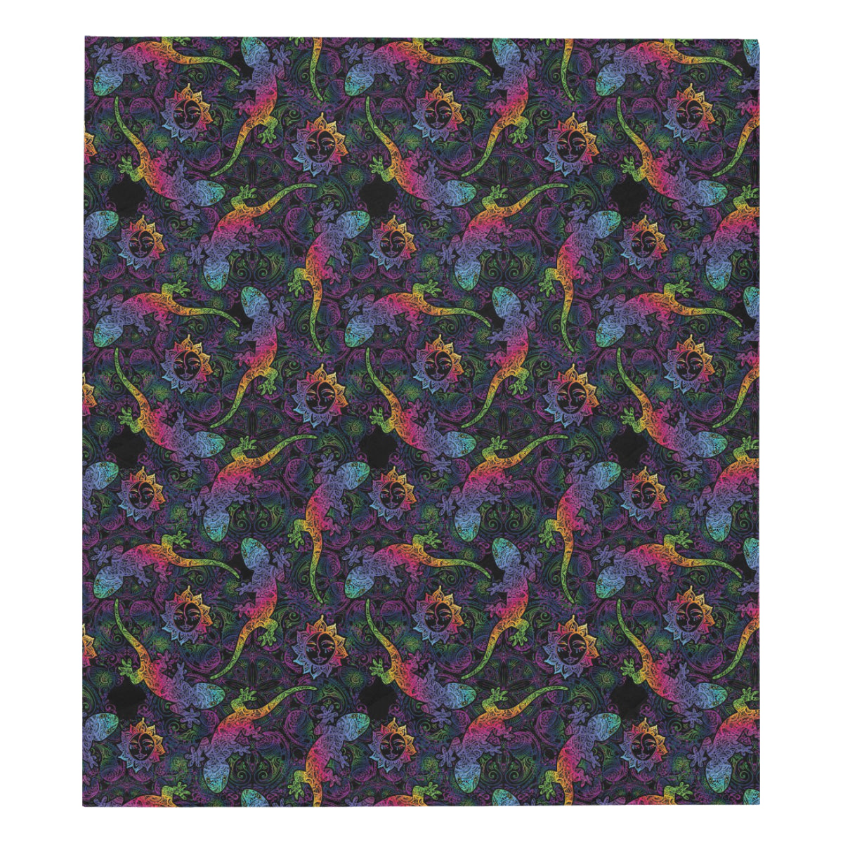 Gecko Rainbow Pattern Print Design 03 Premium Quilt