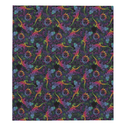 Gecko Rainbow Pattern Print Design 03 Premium Quilt