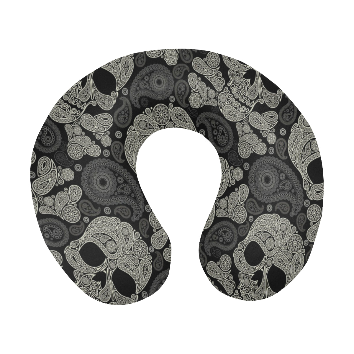 Paisley Skull Pattern Print Design A01 U-Shaped Travel Neck Pillow