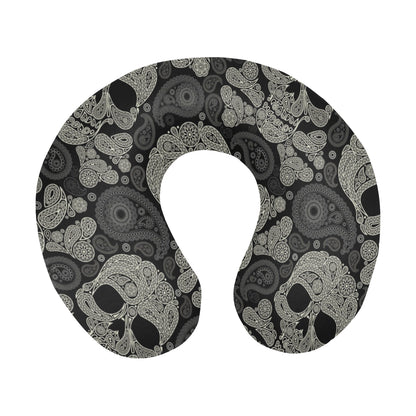 Paisley Skull Pattern Print Design A01 U-Shaped Travel Neck Pillow