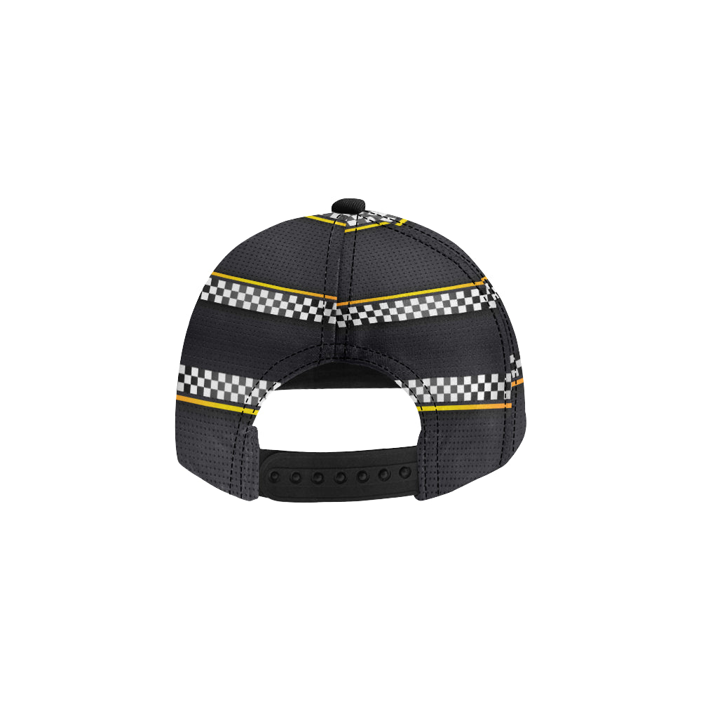 Checkered Flag Yellow Line Style Snapback Cap