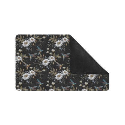 Hummingbird with Embroidery Themed Print Rubber Doormat