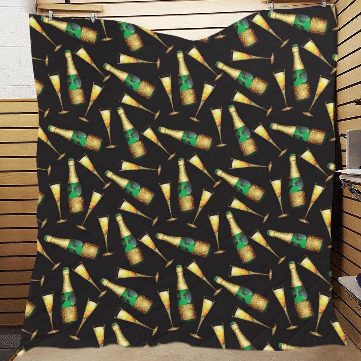 Champagne Pattern Print Design 02 Premium Quilt