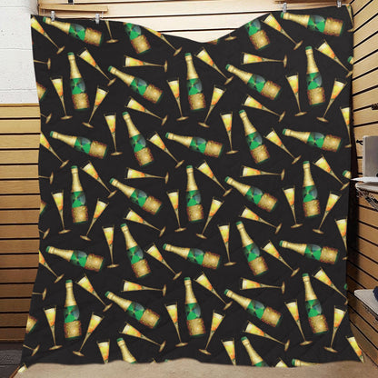 Champagne Pattern Print Design 02 Premium Quilt