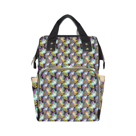 Unicorn With Wings Print Pattern Diaper Bag Backpack