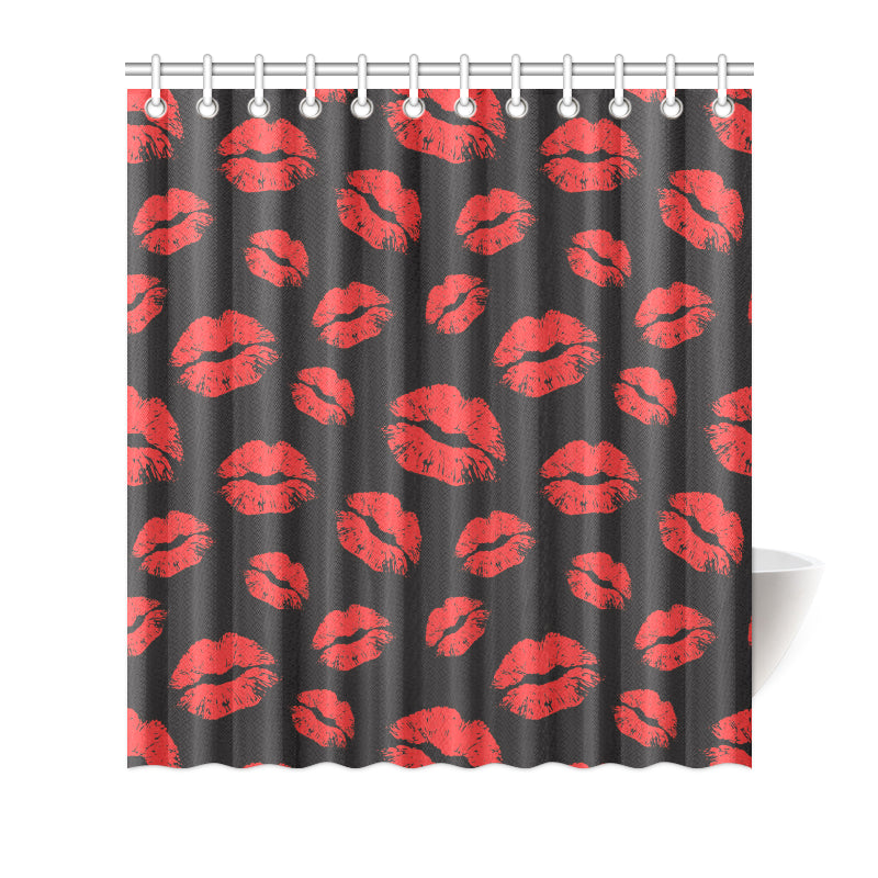Lip Red Pattern Print Design 02 Shower Curtain