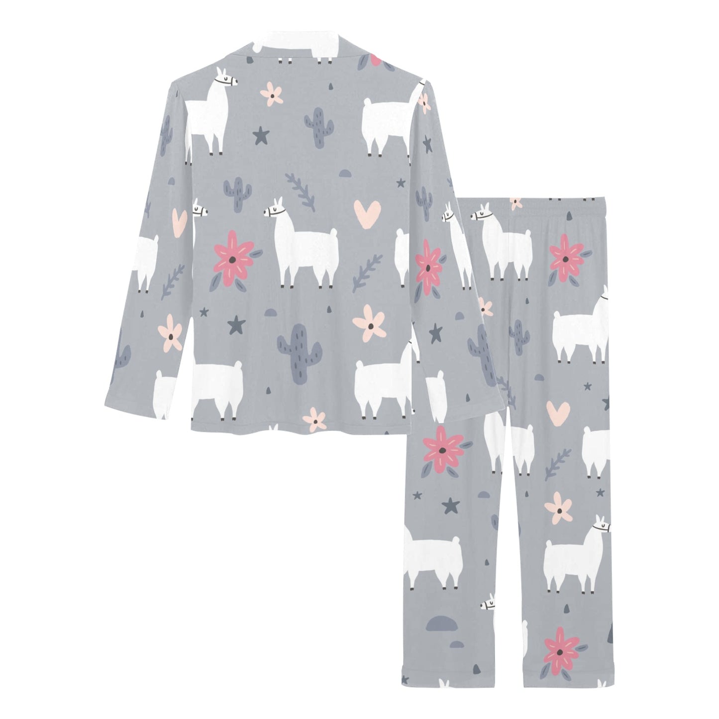 Llama Pattern Print Design 010 Women's Long Pajama Set