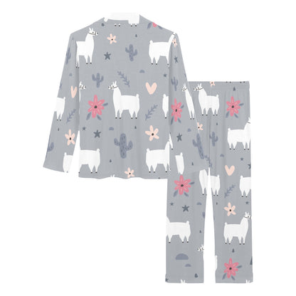 Llama Pattern Print Design 010 Women's Long Pajama Set