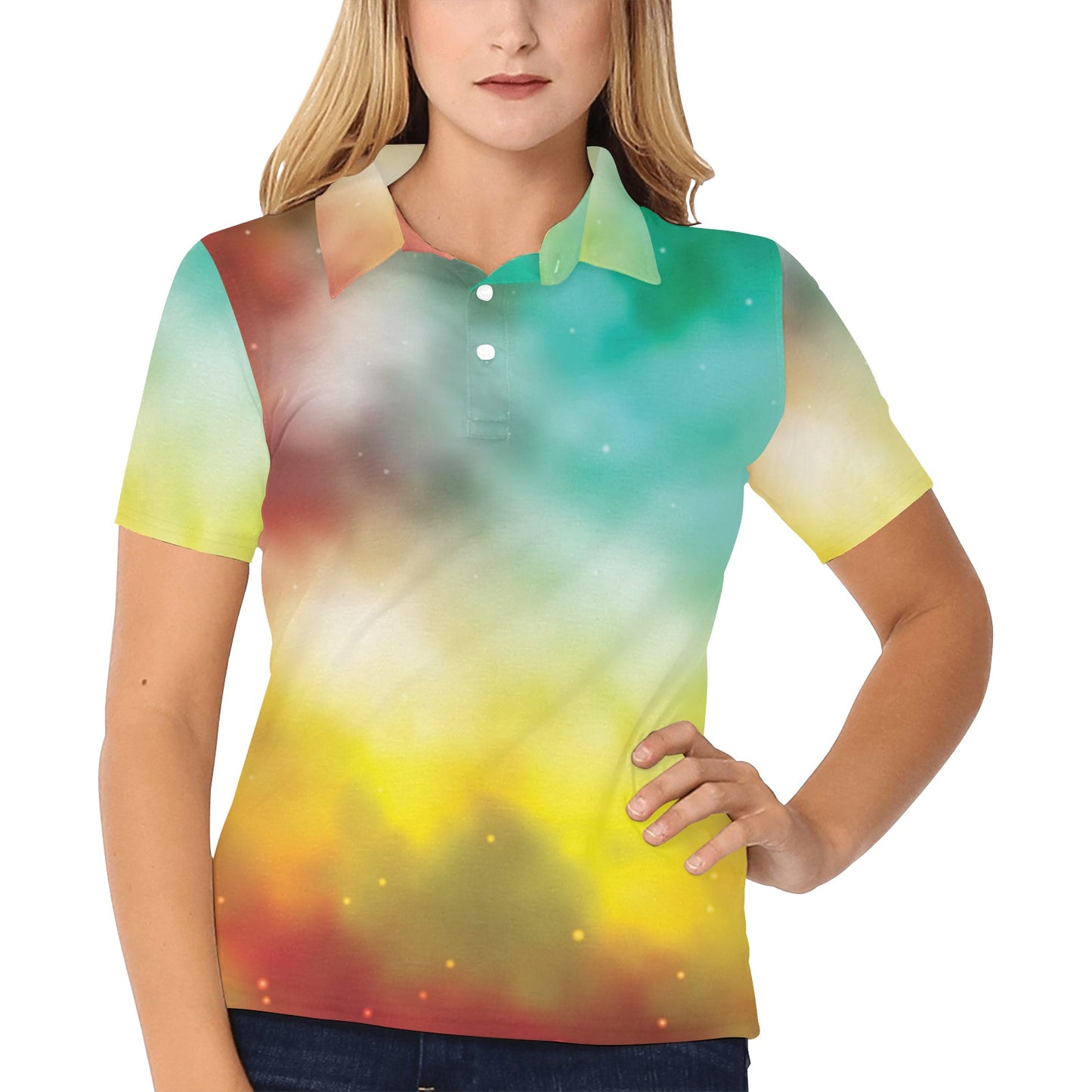 Nebula Pattern Print Design A04 Women's Polo Shirt