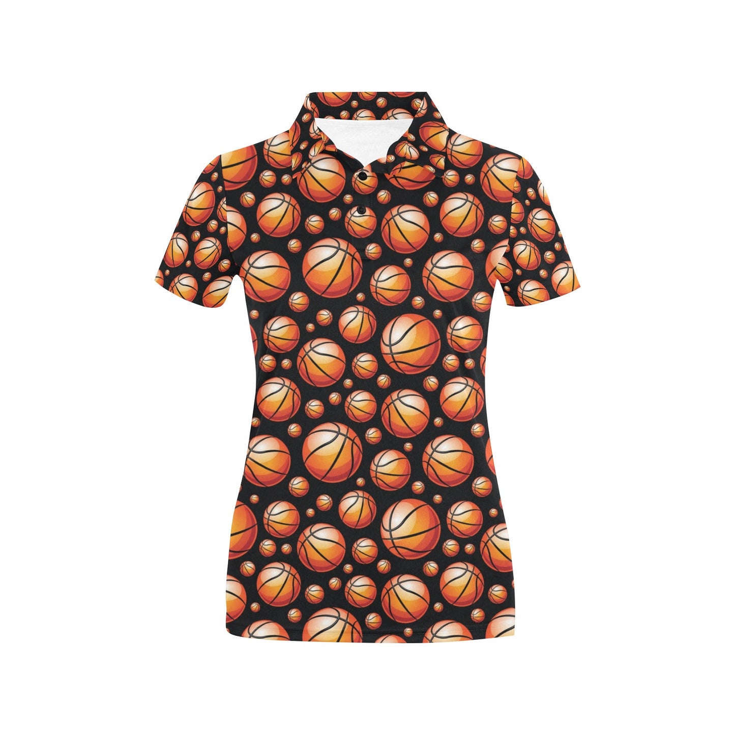 Basketball Black Background Pattern Women's Polo Shirt
