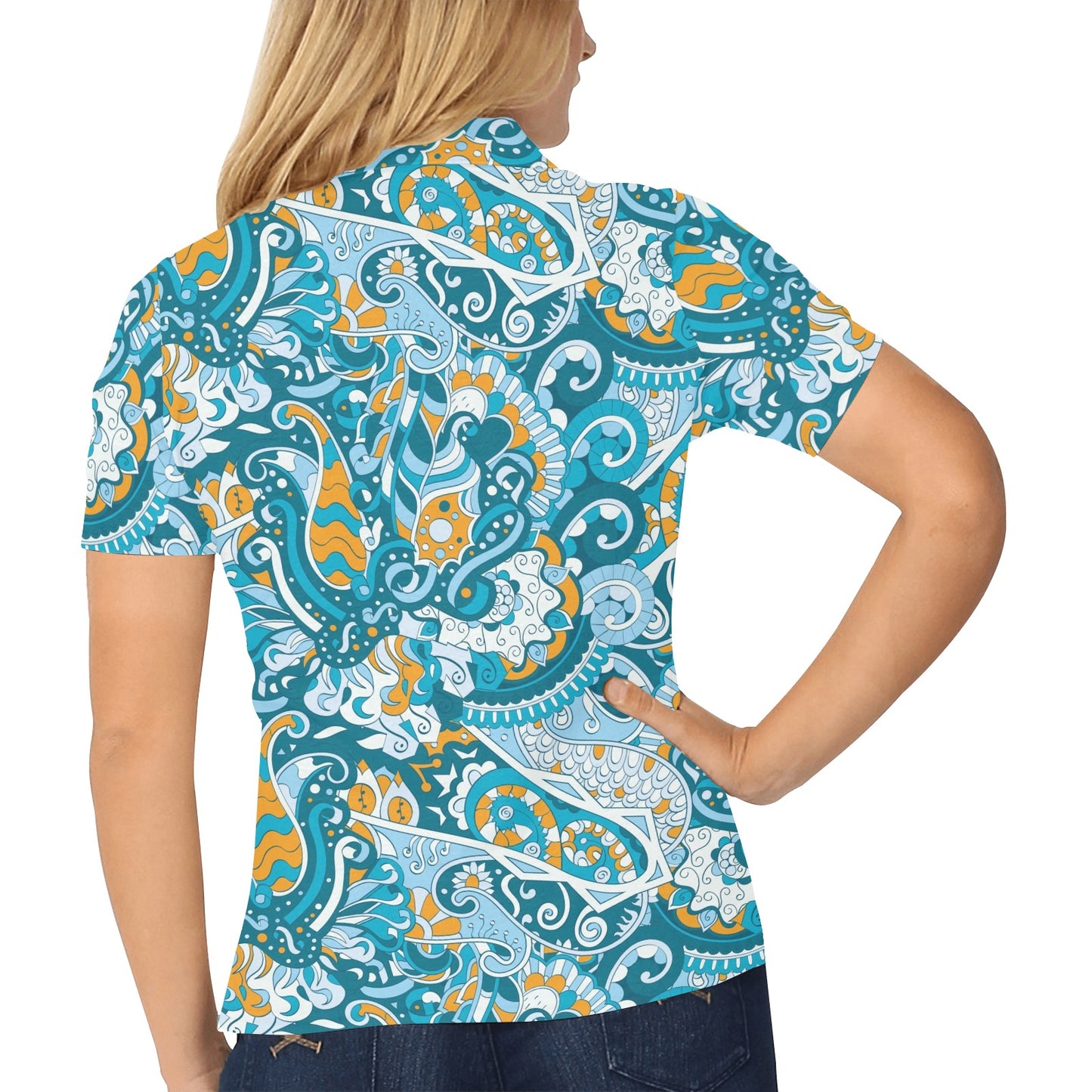 Funky Retro Pattern Print Design A03 Women's Polo Shirt