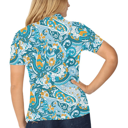 Funky Retro Pattern Print Design A03 Women's Polo Shirt