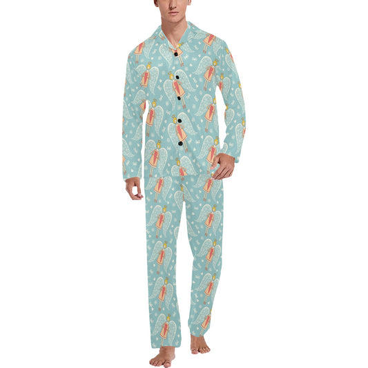 Angel Pattern Print Design 01 Men's Long Pajama Set