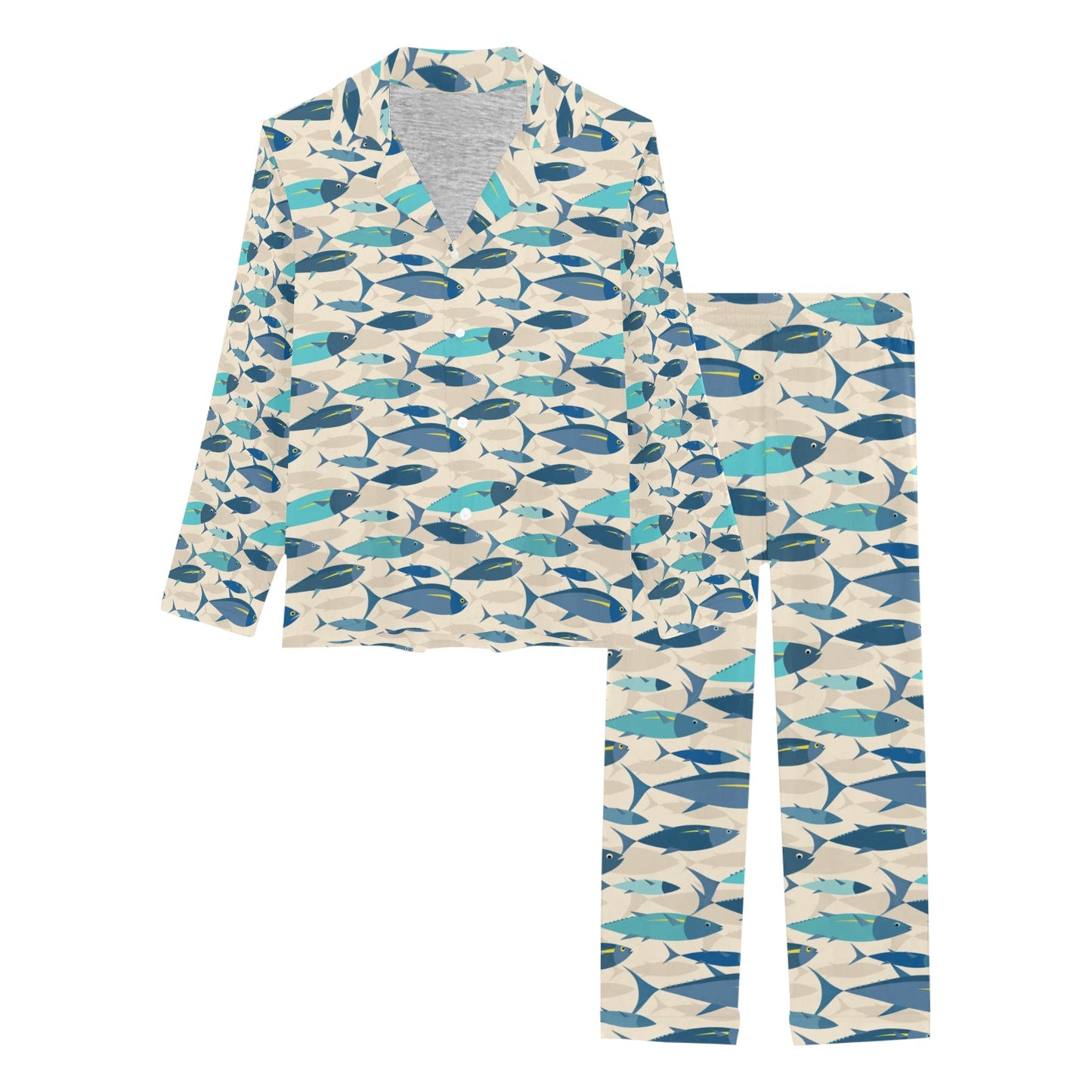 Tuna Fish Print Design LKS302 Women's Long Pajama Set