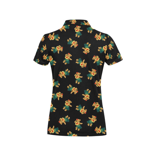 Hula Bear Pattern Print Design 06 Women's Polo Shirt