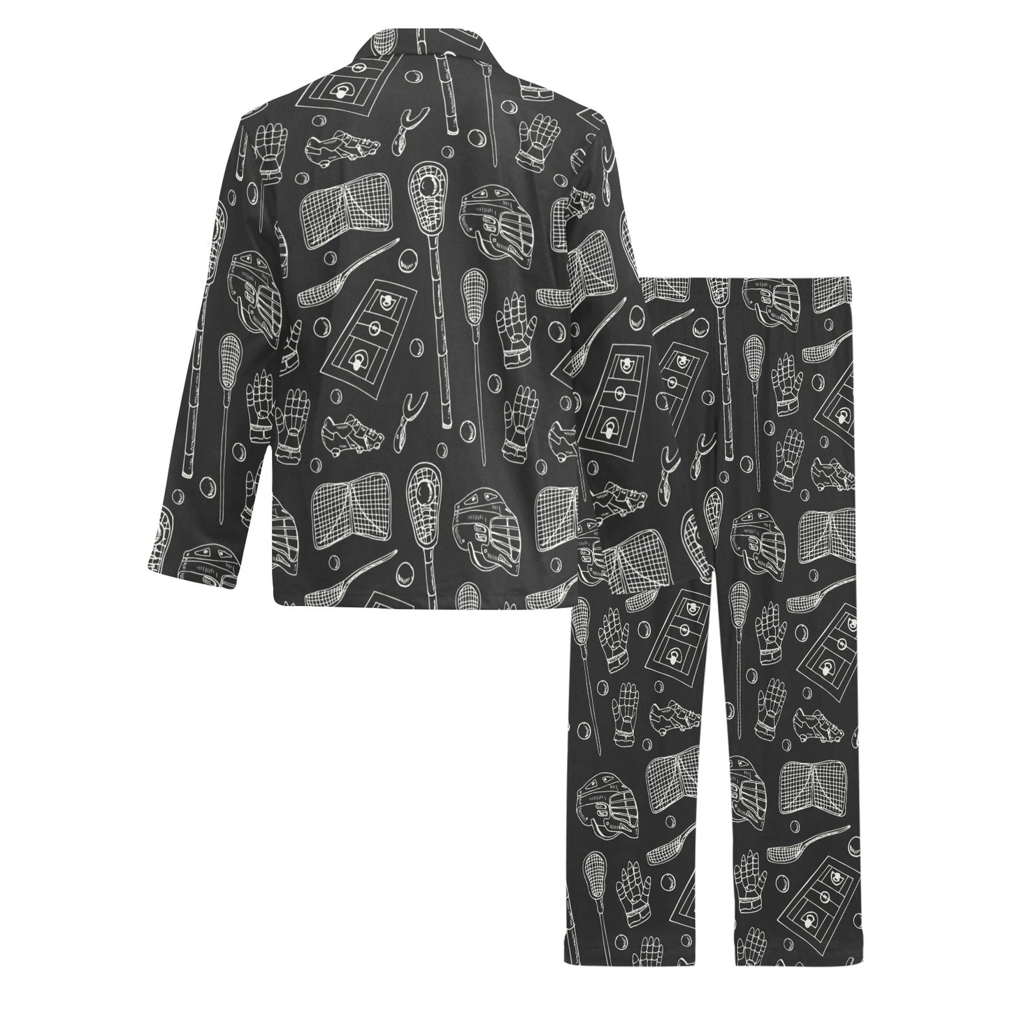 Lacrosse Pattern Print Design 01 Men's Long Pajama Set