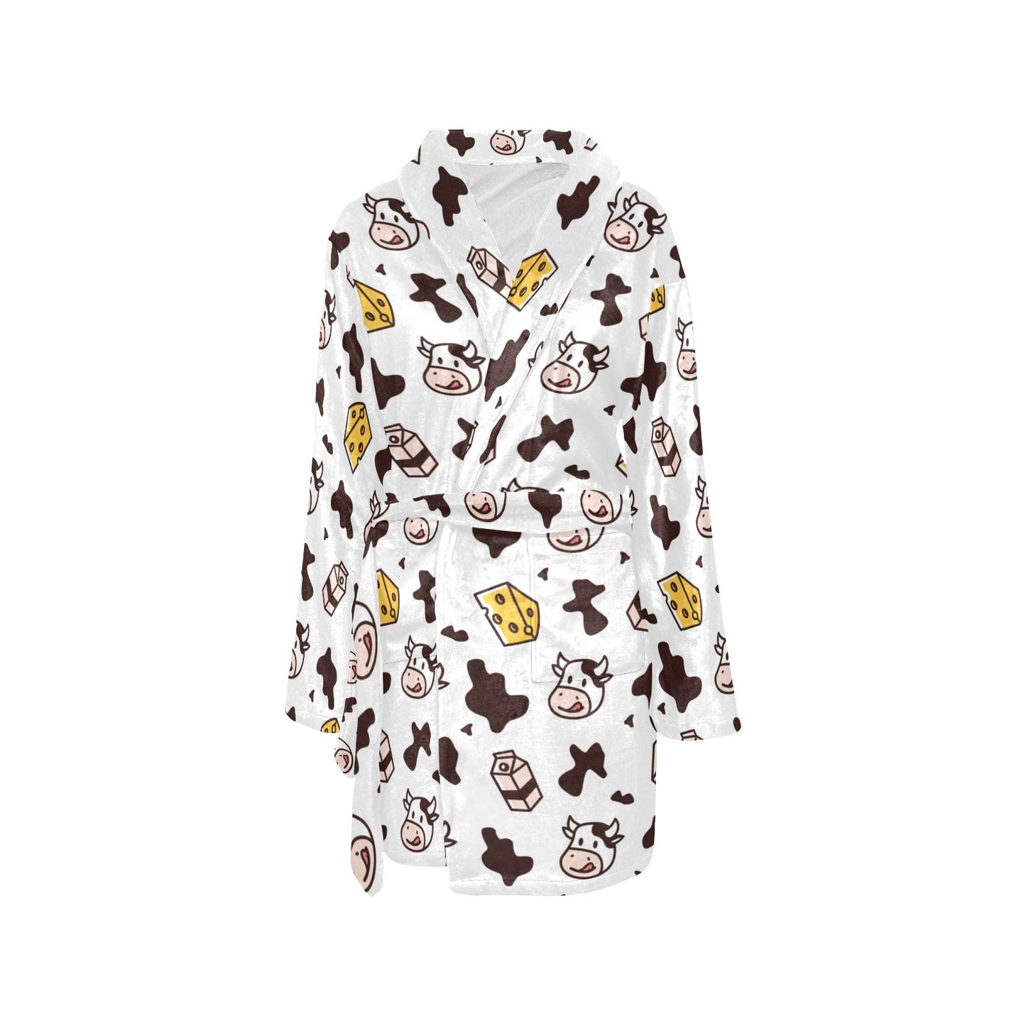 Cow Pattern Print Design 06 Women's Fleece Robe
