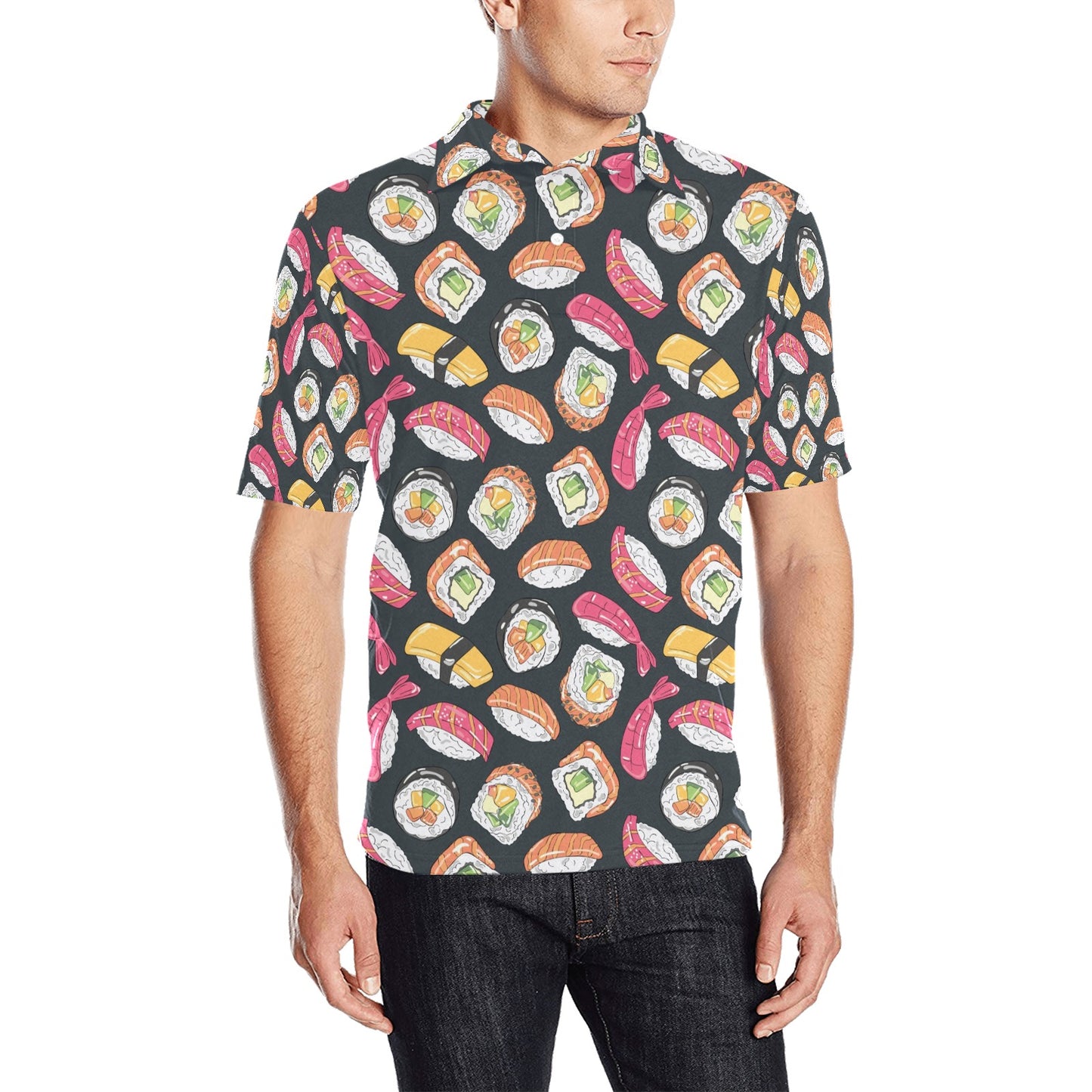Sushi Print Design LKS306 Men Polo Shirt