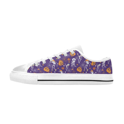 Skeleton Halloween Dance Print Design LKS304 Women's White Low Top Shoes