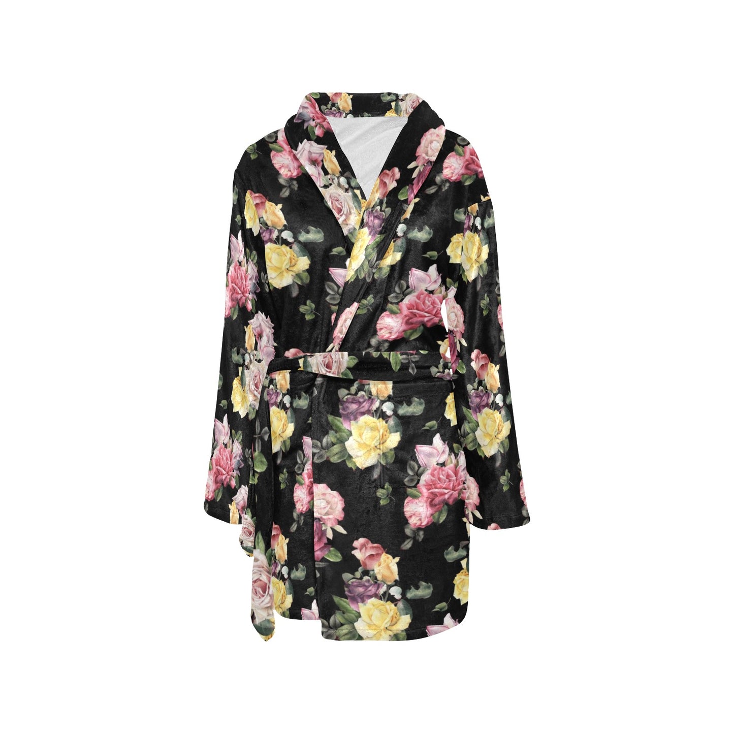 Rose Pattern Print Design RO010 Women's Fleece Robe
