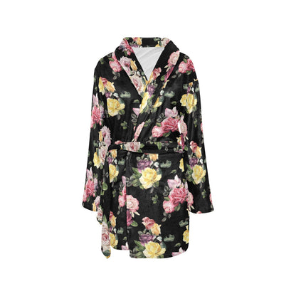 Rose Pattern Print Design RO010 Women's Fleece Robe