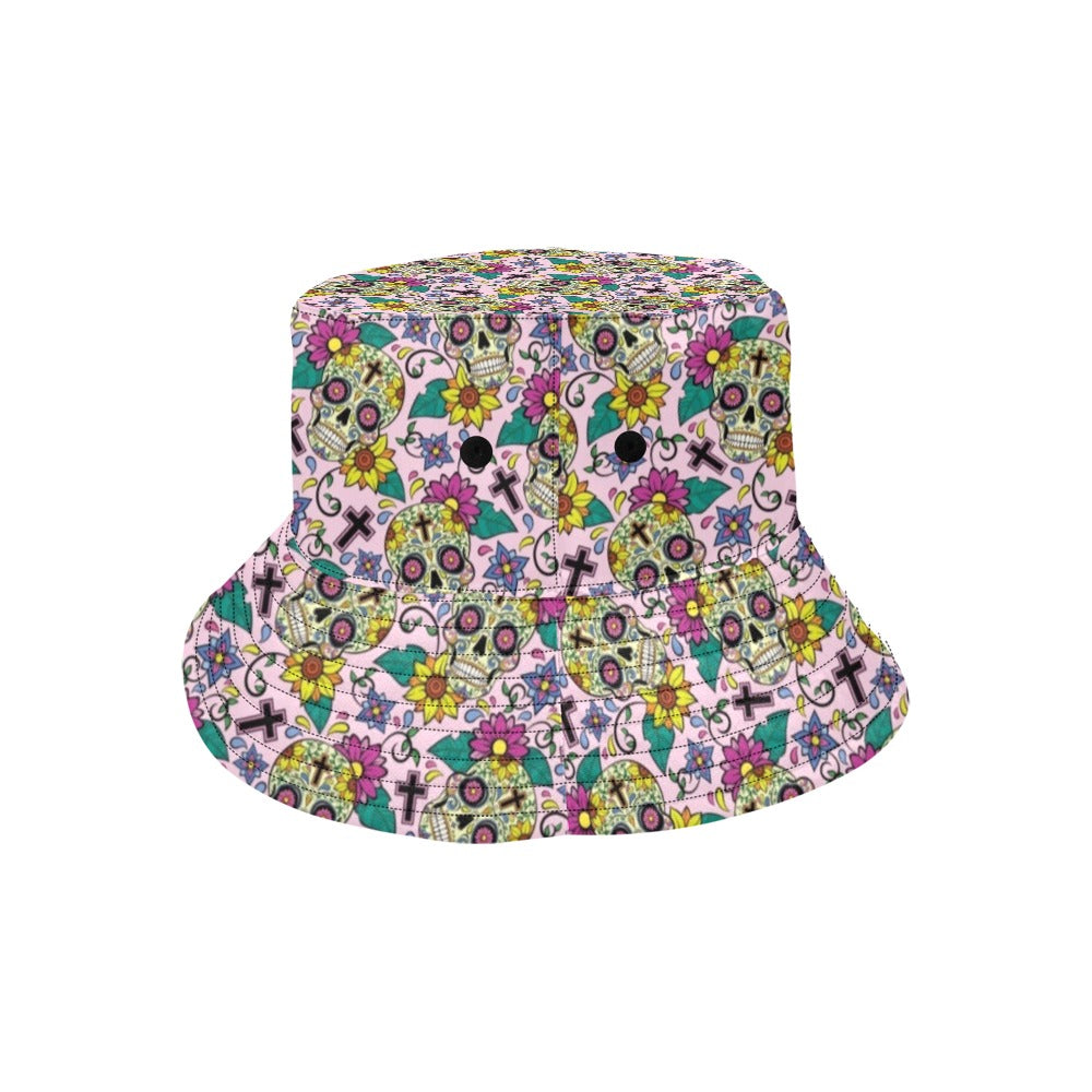 Sugar Skull Print Design LKS307 Unisex Bucket Hat