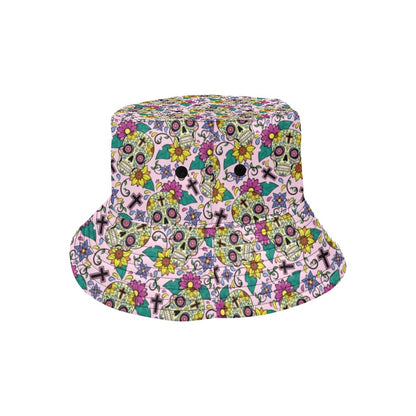 Sugar Skull Print Design LKS307 Unisex Bucket Hat