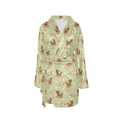 Yorkshire Cute Terriers Print Design LKS301 Women's Fleece Robe